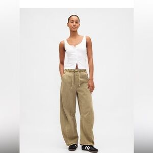 GAP Khaki Mid Rise Twill Cotton Horseshoe Barrel Pant women size Small